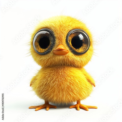 Adorable Fluffy Yellow Chick with Big Eyes Cute Cartoon Baby Bird Illustration