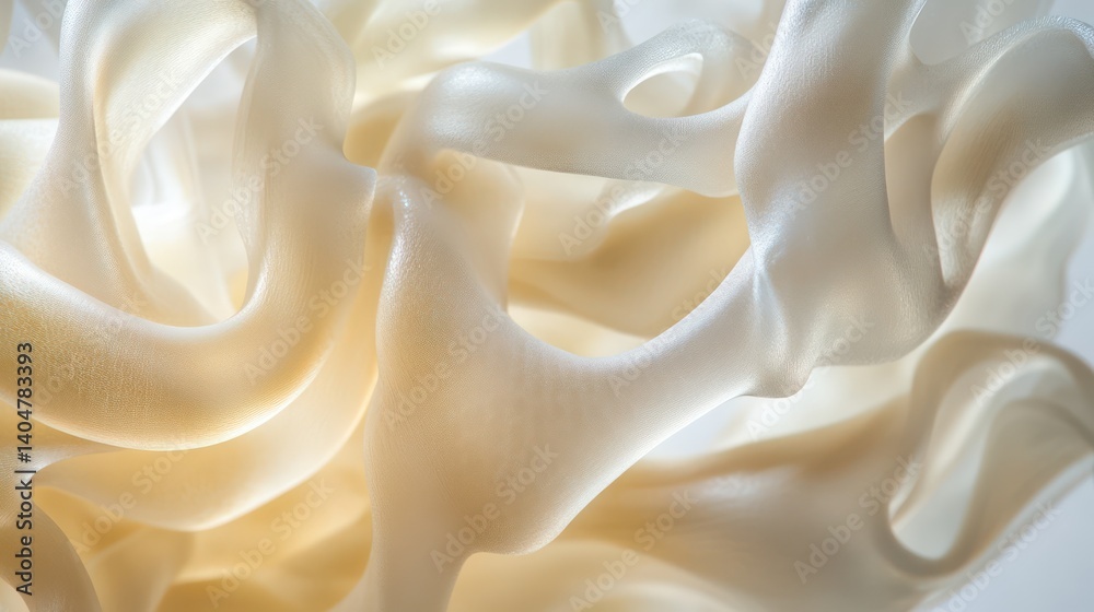 Obraz premium Translucent flowing tendrils seamlessly weaving into each other, ultra-detailed motion captured with high-resolution sharpness, professional lighting enhancing the soft glow