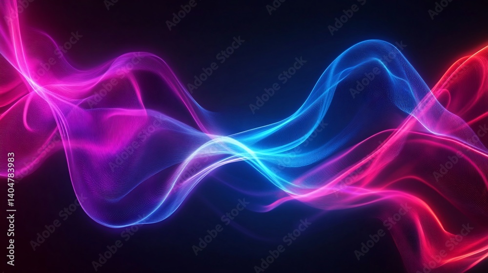 Obraz premium Vibrant wave patterns, digital art, data visualization with flowing lines