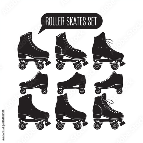 roller skates set black silhouette
