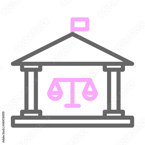 Law School Vector Line Lt Pink Grey Icon Design