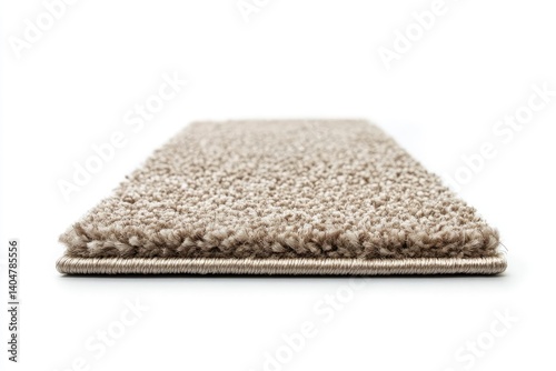 Close-up of Beige Textured Carpet Isolated on White Background