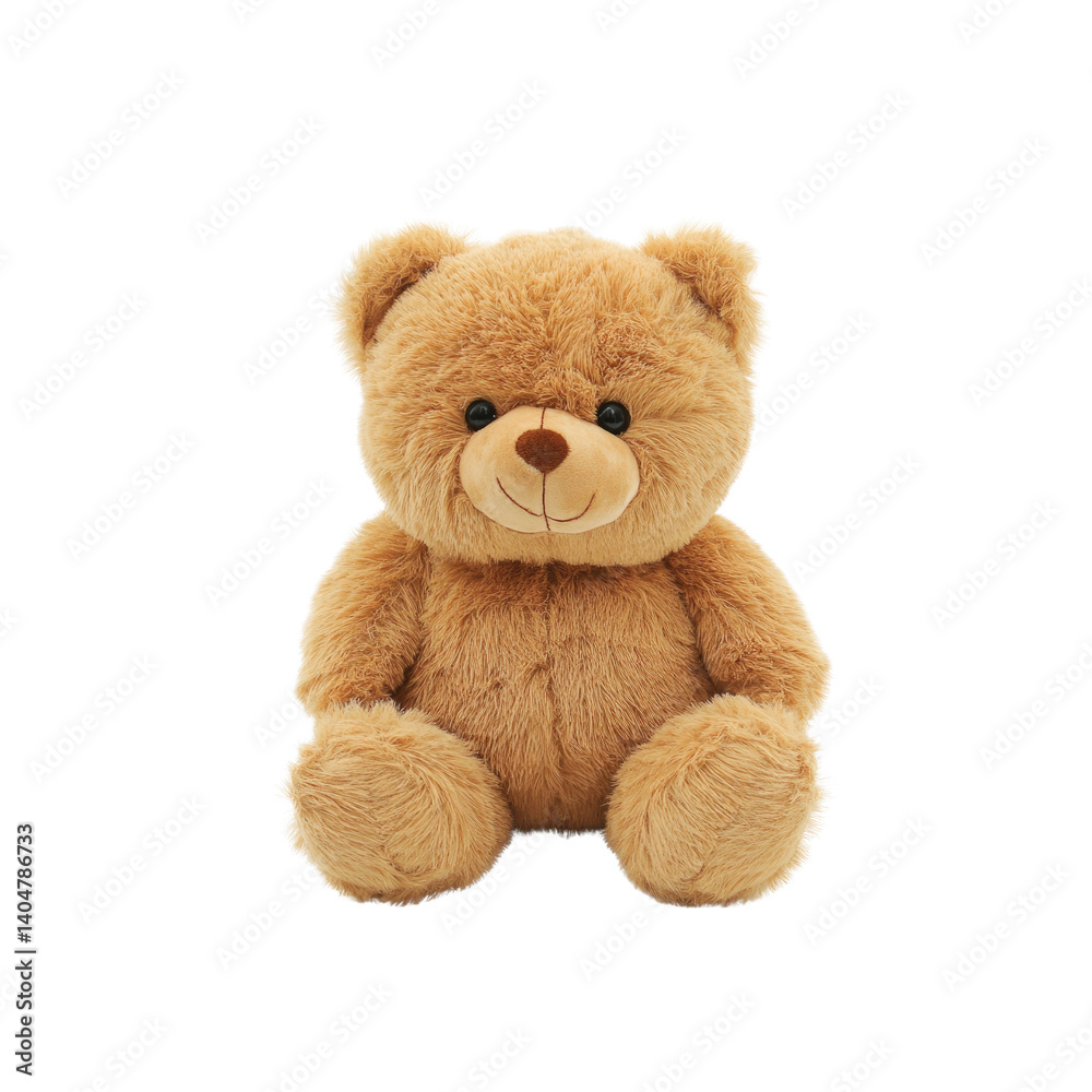 Obraz premium Adorable Brown Teddy Bear Plush Toy Sitting Isolated on White Background
