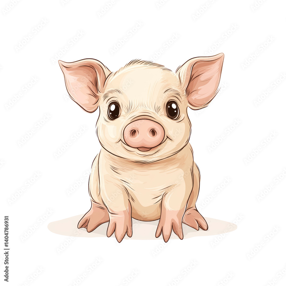 Adorable Baby Piglet Illustration - Cute Cartoon Piggy Adorable Baby Piglet Illustration - Cute Cartoon Piggy
