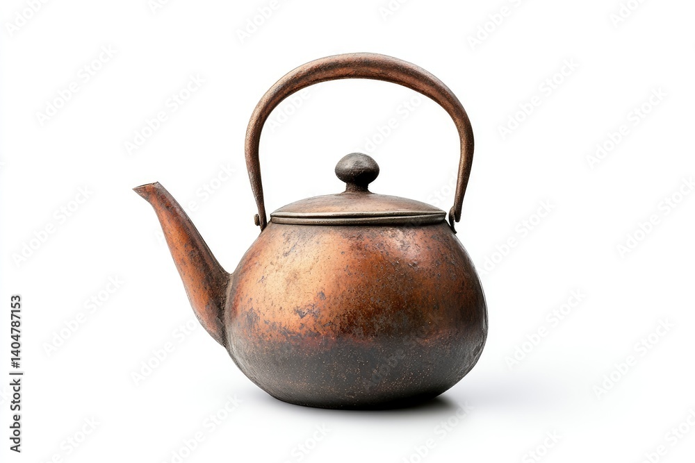 Antique Copper Teapot Still Life on White Background Antique Copper Teapot Still Life on White Background