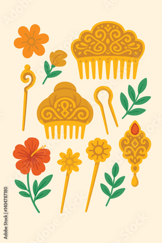 Traditional Hair Accessories and Flowers – Indonesian Heritage Style