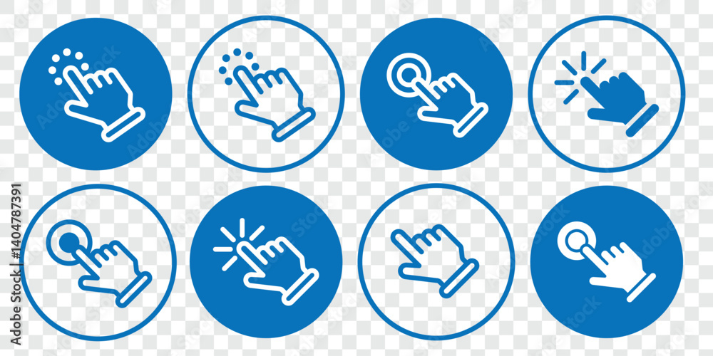 Computer mouse click cursor icon set. Cursor pointer clicking symbol. Hand cursors icons click collection. Hand Cursor. Vector illustration. Computer mouse click cursor icon set. Cursor pointer clicking symbol. Hand cursors icons click collection. Hand Cursor. Vector illustration.