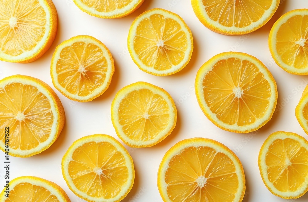 Fresh Yellow Lemon Slices Arranged Beautifully on a Light Background Perfect for Food Photography or Citrus-Themed Designs and Recipes Fresh Yellow Lemon Slices Arranged Beautifully on a Light Background Perfect for Food Photography or Citrus-Themed Designs and Recipes