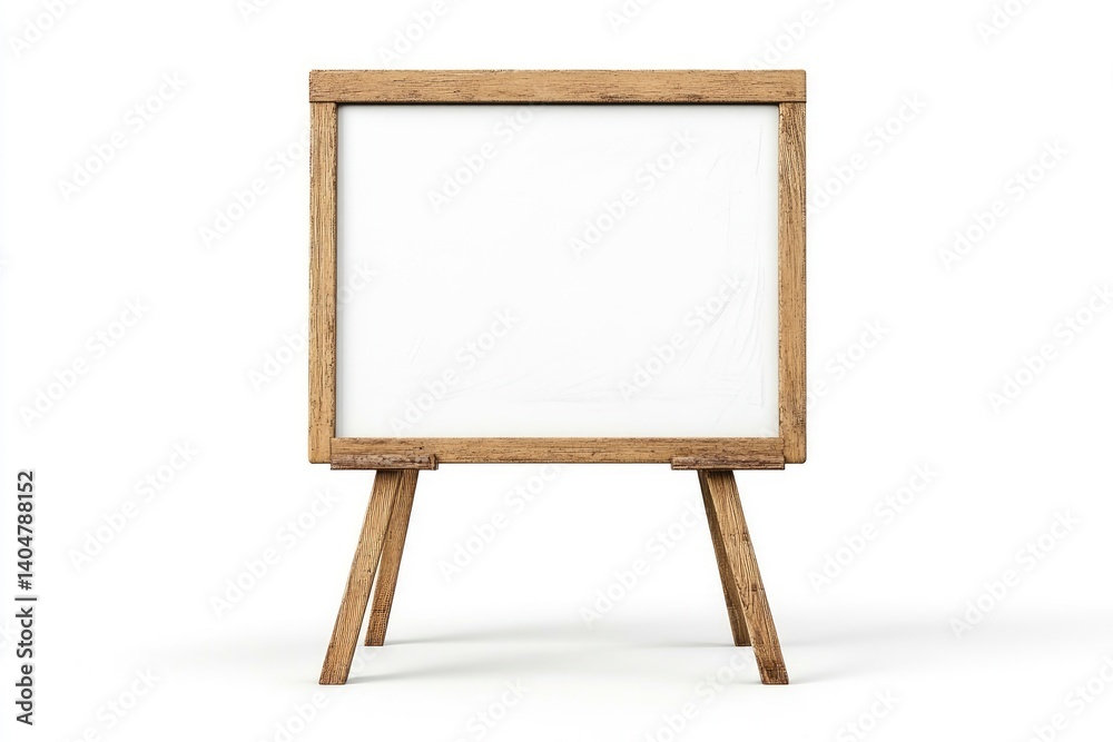 Blank Easel Display on White Backdrop, Rustic Wood Frame Blank Easel Display on White Backdrop, Rustic Wood Frame