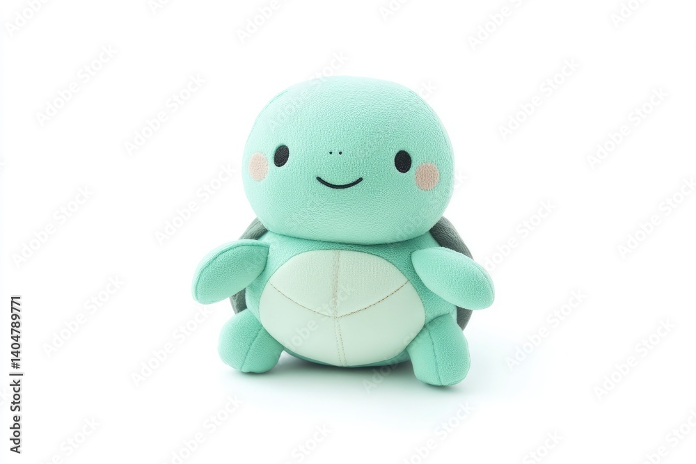 Obraz premium Stuffed Turtle Toy Sitting on White Background