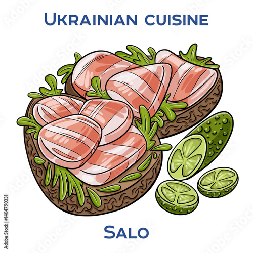 Salo is a traditional Ukrainian dish made from cured slabs of pork fat, often seasoned with garlic and spices.