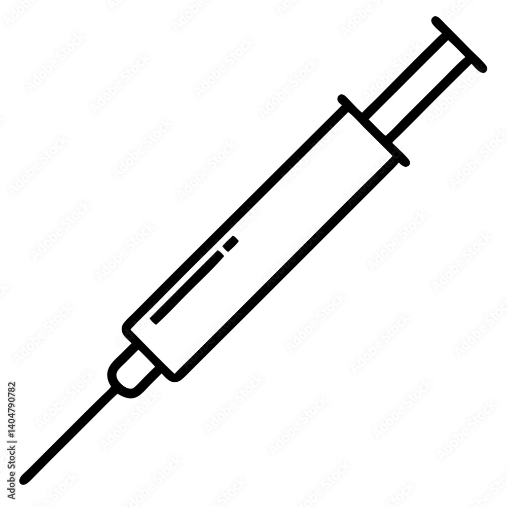 Fototapeta premium Line drawing of a syringe representing vaccinations and medical procedures in minimalist design