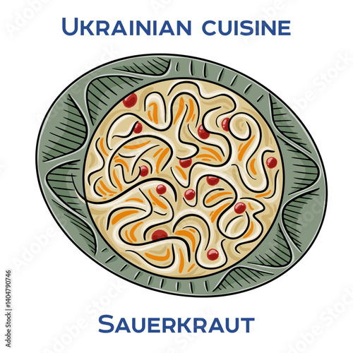 Kvashena Kapusta is a traditional Ukrainian dish made from fermented cabbage, often served as a side dish or salad.