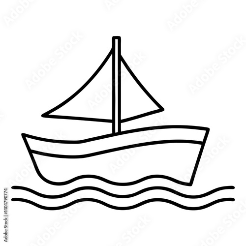 Line drawing of a sailboat on water in minimalist style, representing maritime travel