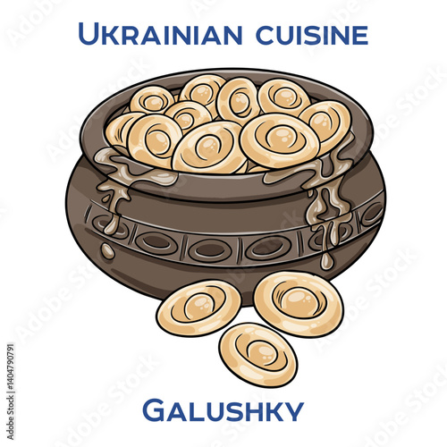 Galushki is a traditional Ukrainian dish consisting of boiled dough balls, often served with various sauces or added to soups.