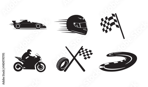 Racing speed cars at finish line in motorsport art with dynamic checkered flag elements


