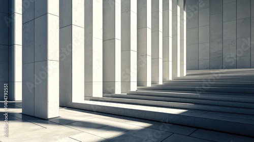 Architectural Minimalism, A Study in Light, Shadow, and Concrete Forms