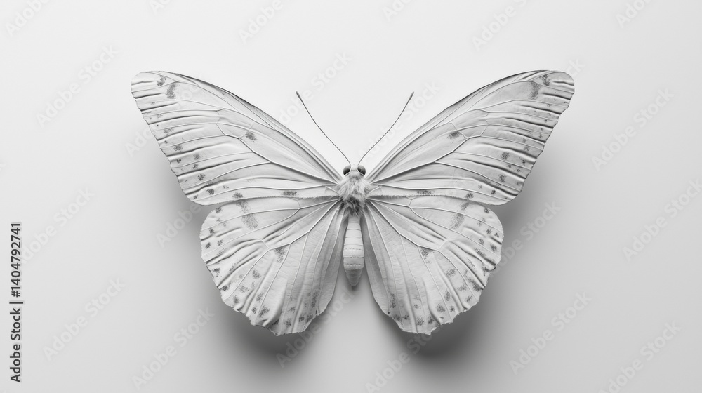Beautifully detailed white butterfly displayed on a light background showcasing its delicate wings and intricate patterns Beautifully detailed white butterfly displayed on a light background showcasing its delicate wings and intricate patterns