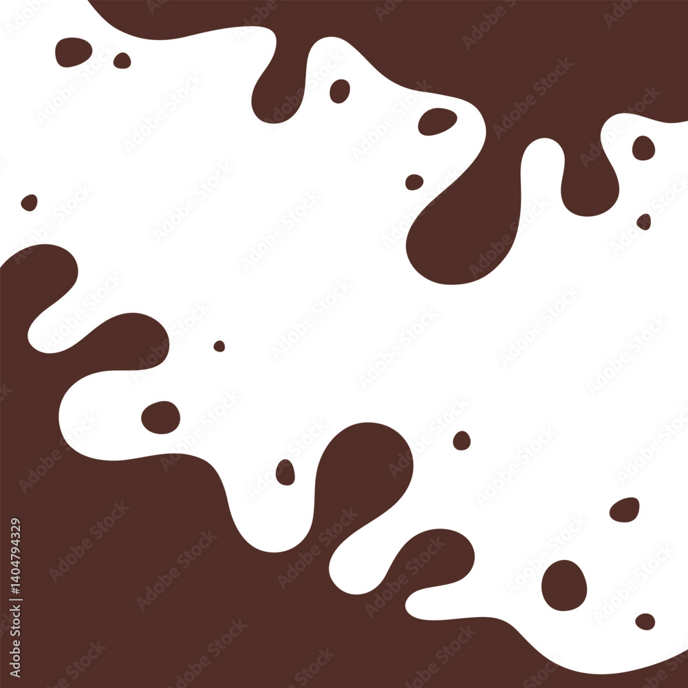 Chocolate splash on a white background. Organic abstract brown spot with spray drops, vector illustration. An element for decoration, labels, covers, design with a place for text, flat design