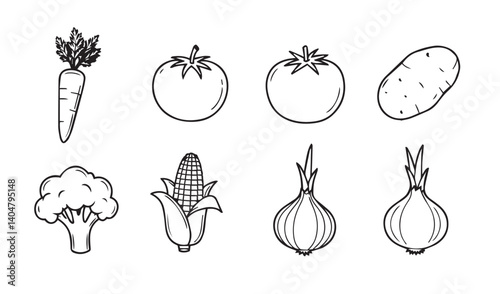 Fresh healthy set veggie graphic showcasing colorful vegetables for gardening enthusiasts

