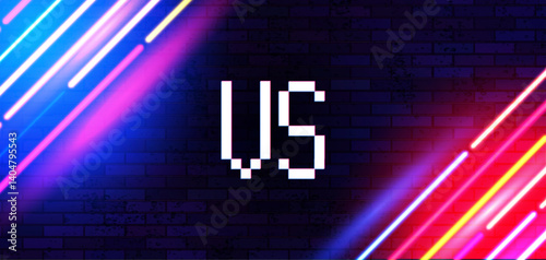 Versus battle banner concept with neon lines, fight boxing, sport, soccer competitions. Versus blank template with light effect and VS. Abstract light effect background