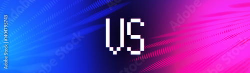 Versus battle banner concept MMA, fight boxing, sport, soccer competitions. Versus blank template with light effect and letters VS. Versus battle Abstract light effect background.