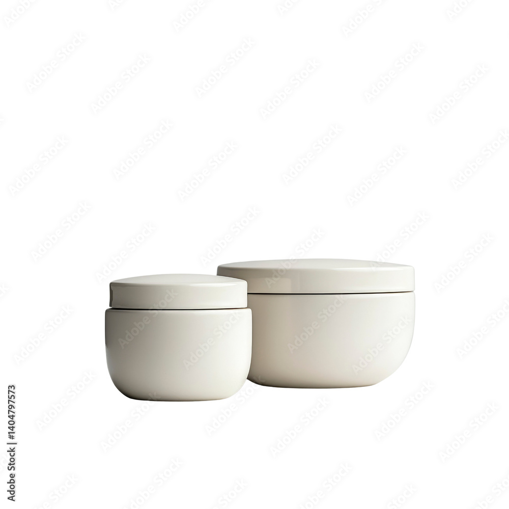 Elegant Off-White Ceramic Jars with Lids - Set of Two Sizes