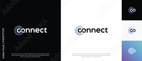 Technology connection logo design. Technology connection logo template. Technology logo symbol icon	