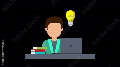 Business Man Getting Idea Animation 4K On Alpha