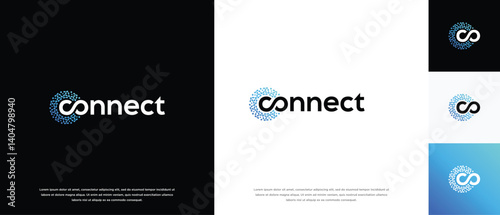 Technology connection logo design. Technology connection logo template. Technology logo symbol icon	