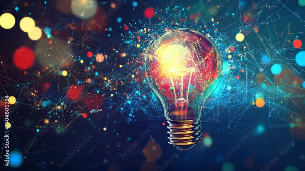 Futuristic Light Bulb Bursting with Innovative Ideas and Technological Advancement Futuristic Light Bulb Bursting with Innovative Ideas and Technological Advancement