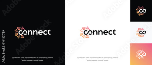 Technology connection logo design. Technology connection logo template. Technology logo symbol icon	