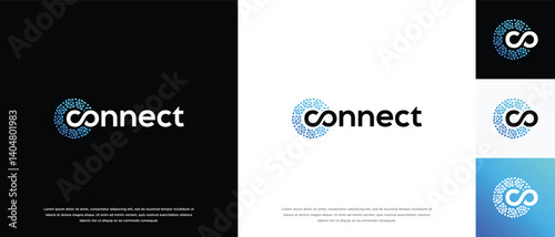 Technology connection logo design. Technology connection logo template. Technology logo symbol icon	