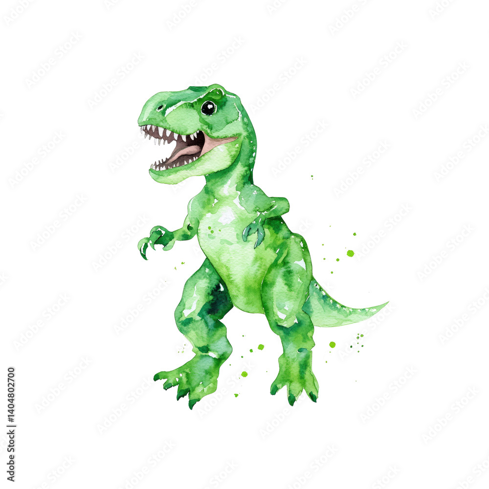 Fototapeta premium Adorable Watercolor Tyrannosaurus Rex Dinosaur Illustration