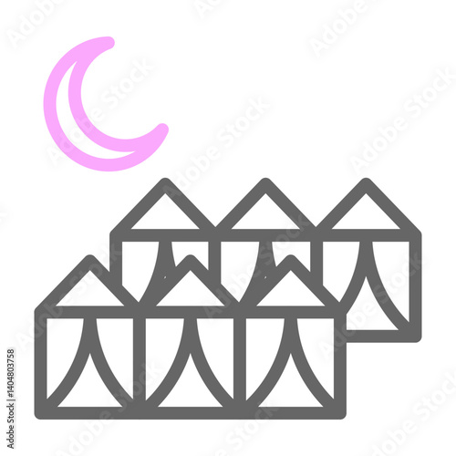 Hajj Mina Vector Line Lt Pink Grey Icon Design