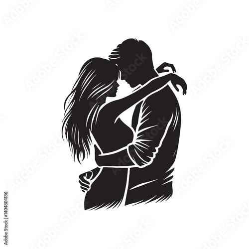 Couple hug Silhouette - Couple hug Vector - Couple hug Illustration - Couple hug art.