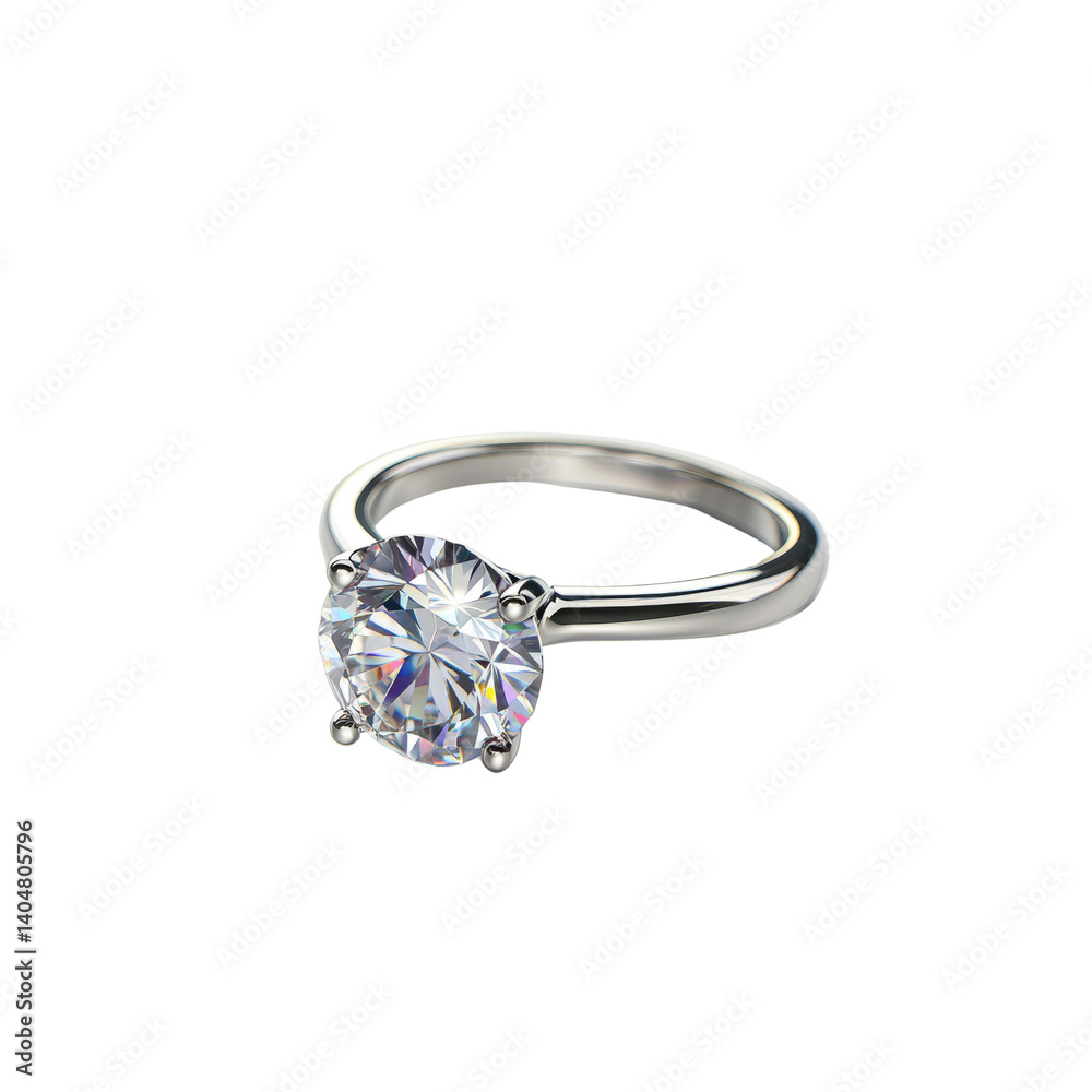 Solitaire Diamond Engagement Ring onTransparent background Solitaire Diamond Engagement Ring onTransparent background