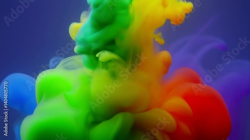 Immerse yourself in the serene beauty of swirling rainbow inks in water, watch as red, orange, yellow, and blue hues merge into breathtaking abstract patterns and tranquil gradients.
