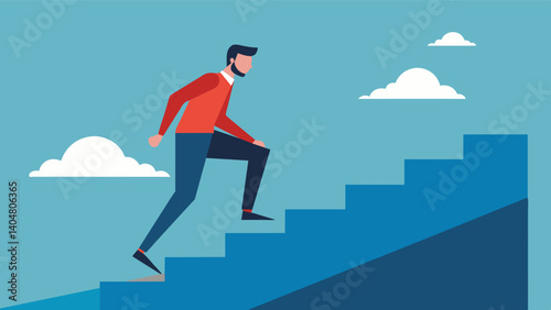 A man taking risks and stepping out of his comfort zone knowing that failure does not define his worth.. Vector illustration