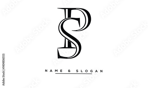Obraz na płótnie SP, PS Abstract Letters Logo Monoghram w salonie