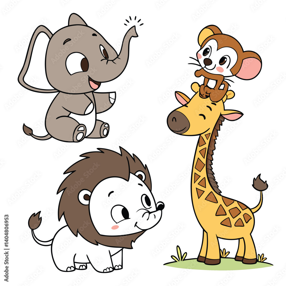 Obraz premium set of cartoon animals
