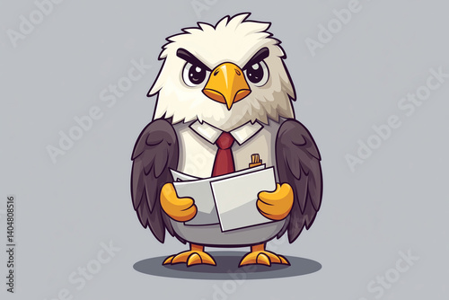 Eagle Mascot with Tie, Holding Document