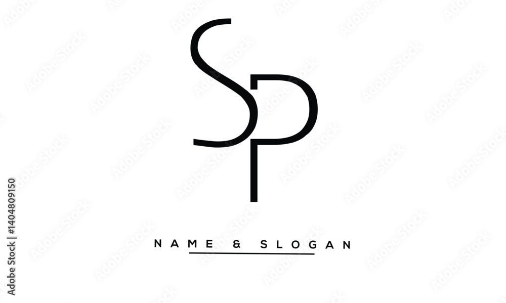 SP, PS Abstract Letters Logo Monoghram