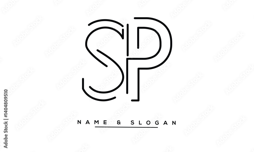 SP, PS Abstract Letters Logo Monoghram