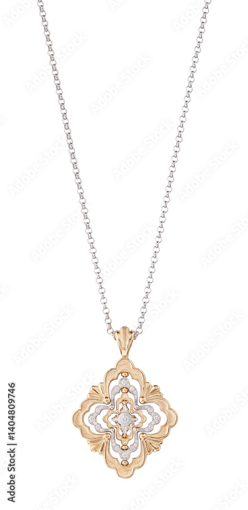 golden necklace with diamonds on transparent background golden necklace with diamonds on transparent background