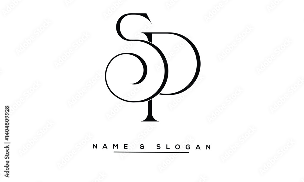 SP, PS Abstract Letters Logo Monoghram