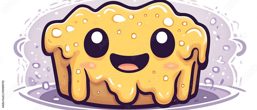 Cute cartoon pastry on a plate Cute cartoon pastry on a plate