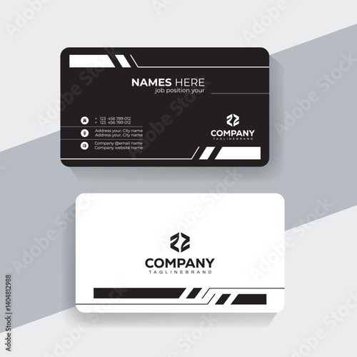 Editable Black and White Business Card Template or Creative Professionals. Classic black and white business card design, timeless and versatile template for business professionals.