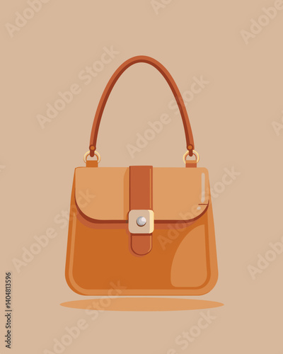 A small handbag made from vegan leather and produced by a brand that guarantees fair wages and safe working conditions in their factories.. Vector illustration