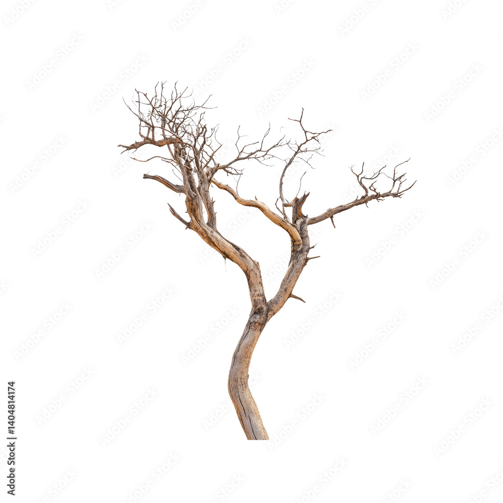 Fototapeta premium Isolated Dead Tree onTransparent background - Dried Branches, Desert Tree, Nature Photography